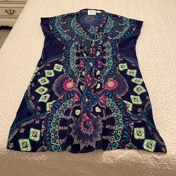 Maeve Anthropology Brand Navy Print Top - Picture 3 of 10